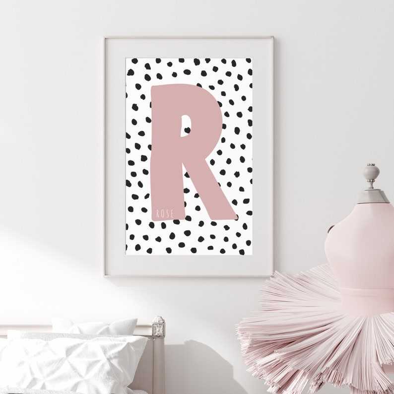 Blush Pink Initial Print Initial Nursery Print Name Print Etsy UK
