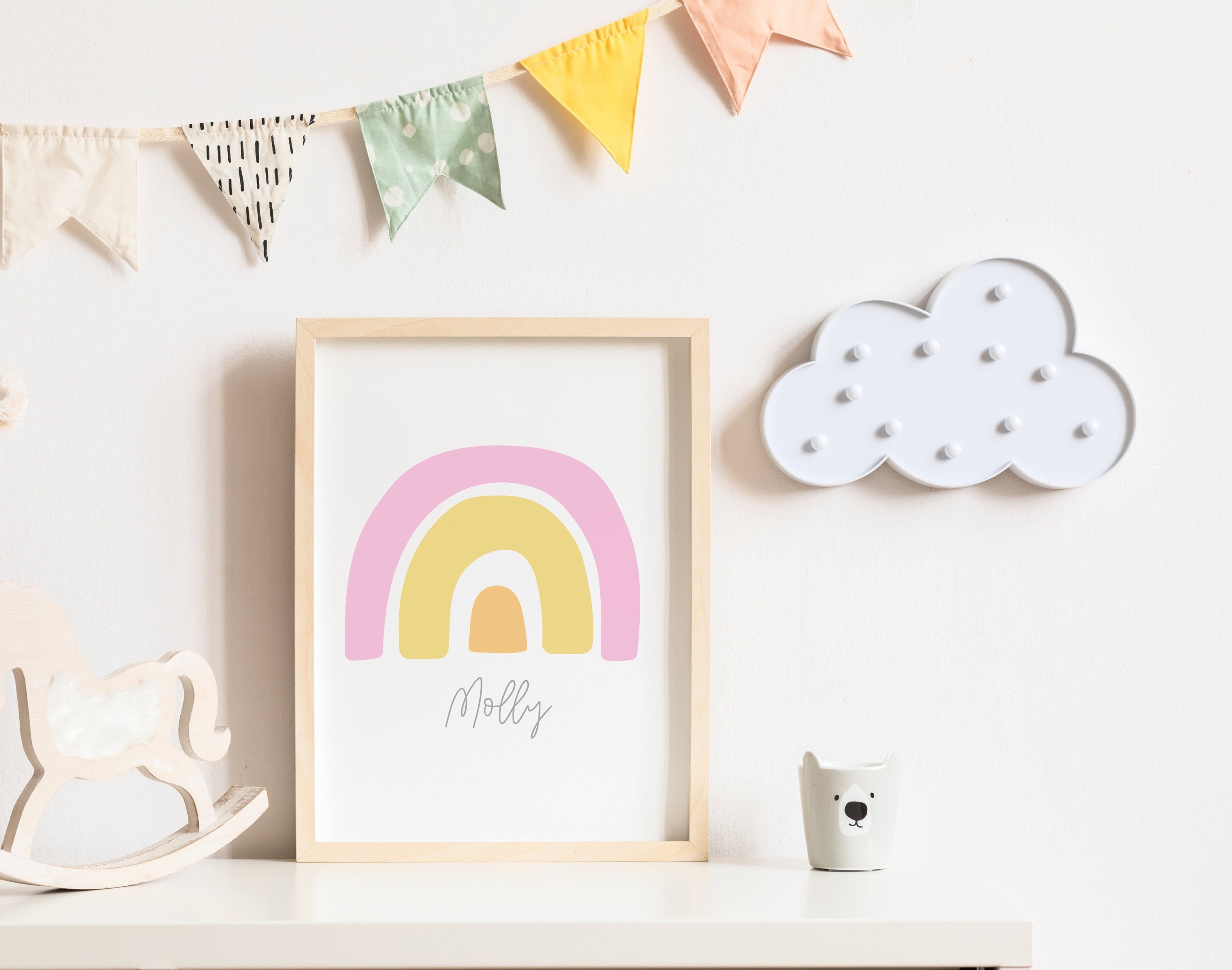 Rainbow Nursery Print, Pink Rainbow Print, Nursery Decor, Nursery Wall ...