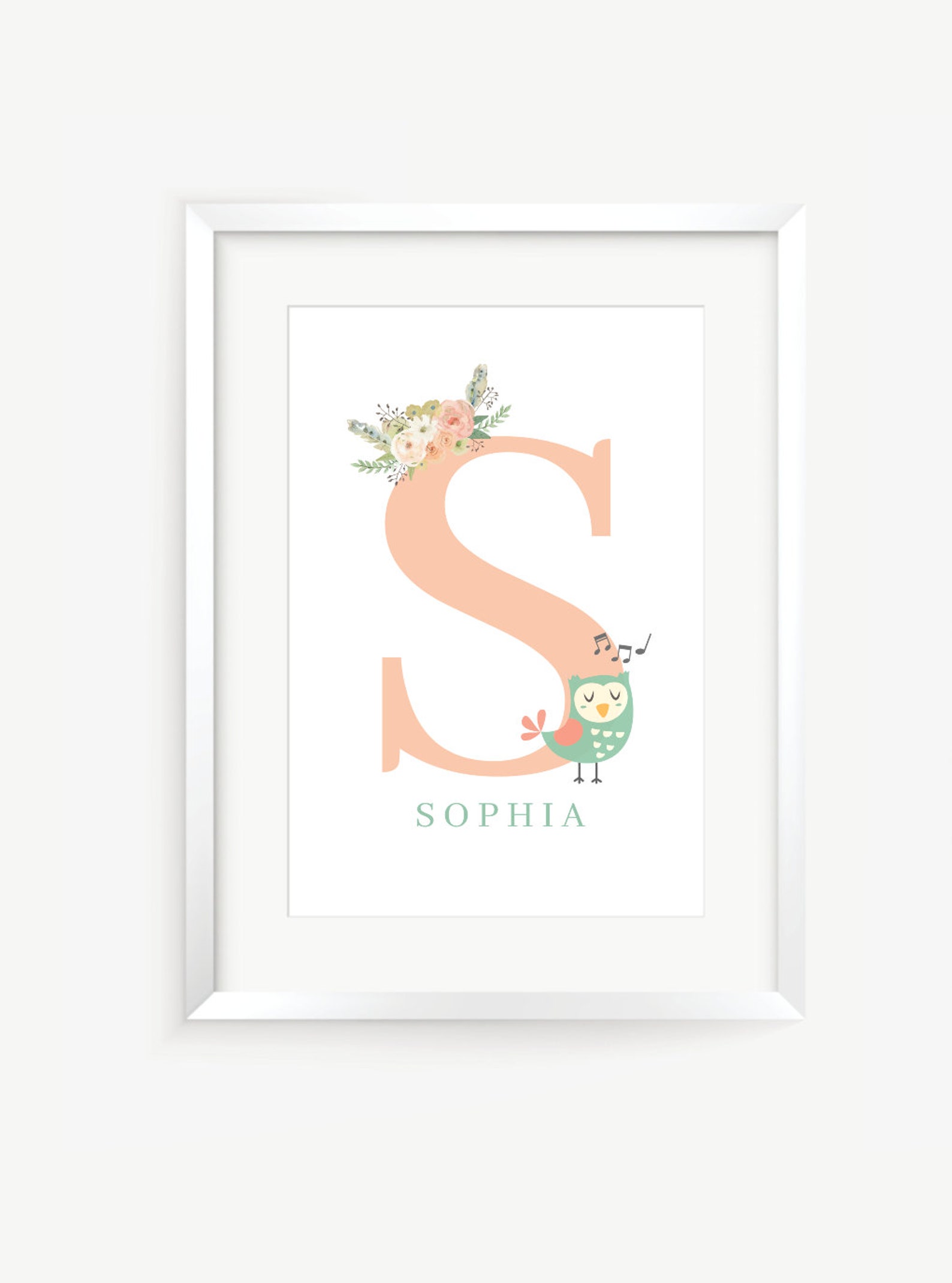 Initial Nursery Print, Personalised Nursery Print, Kids Wall Art Print ...