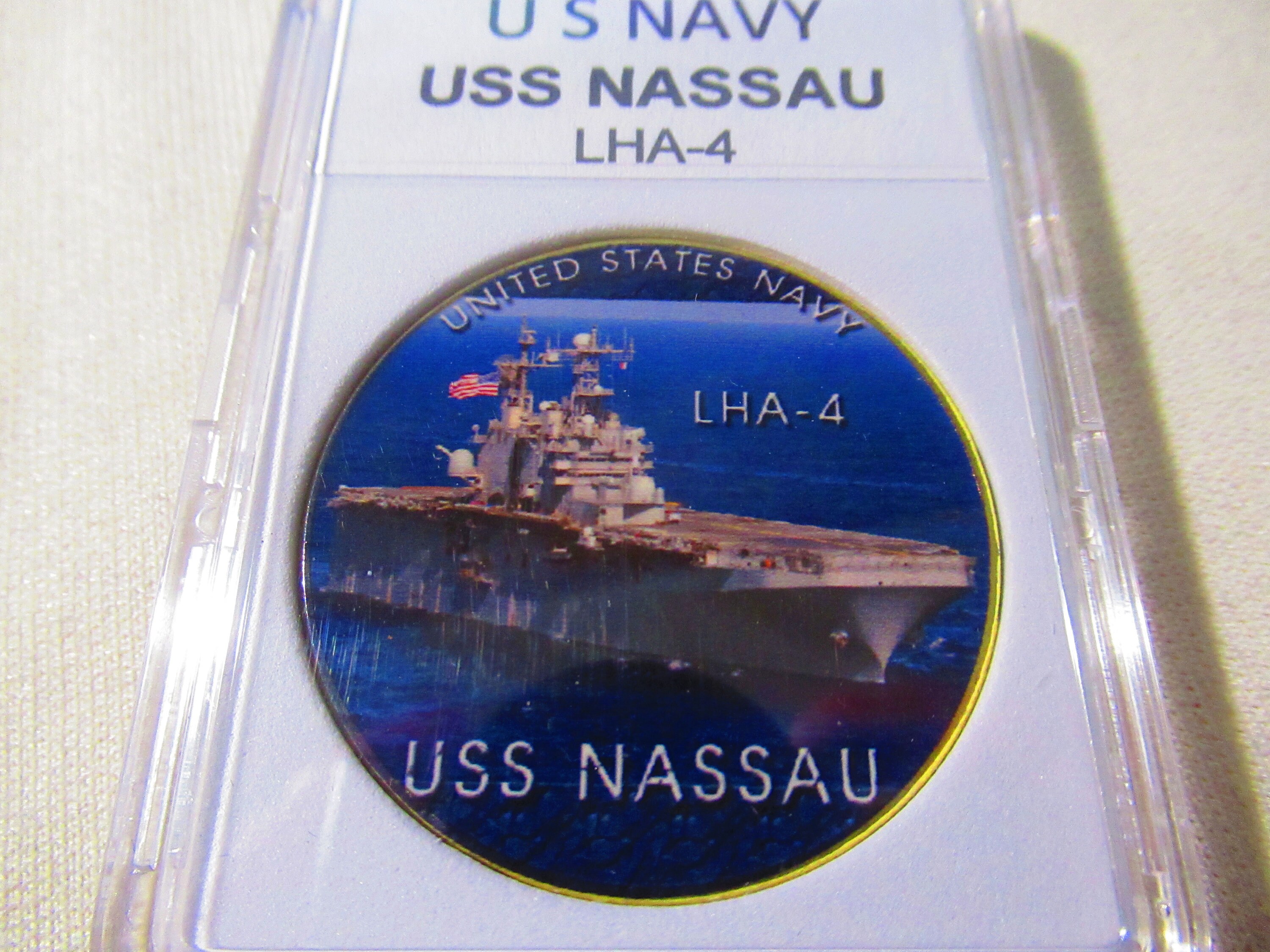 U S Navy - USS NASSAU (LHA-4) Challenge Coin