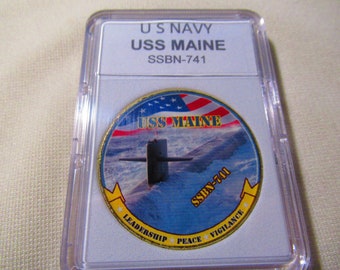 U S Navy Submarine- USS MAINE / SSBN-741 Challenge Coin
