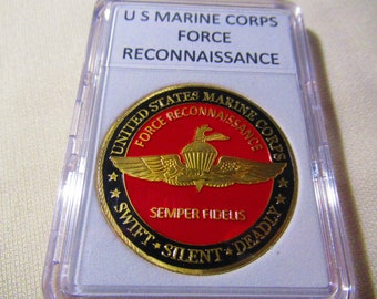 U S Marine Corps FORCE RECONNAISSANCE Challenge Coin