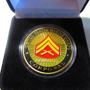 US Marine Corps Corporal Challenge Coin Blk Presentation Box