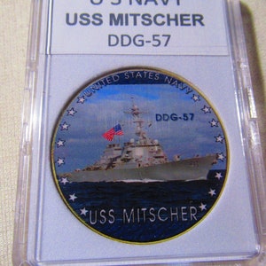U S Navy - USS MITSCHER (DDG-57) Challenge Coin