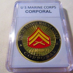 US Marine Corps Corporal Challenge Coin Clear Plastic Case