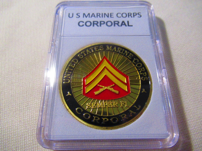 US Marine Corps Corporal Challenge Coin Clear Plastic Case