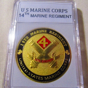U S Marine Corps - 14th MARINE REGIMENT Challenge Coin