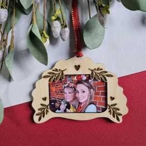 Pierogi Photo Frame Floral Ornament, Folk Art Christmas 2024, Laser Engraved Polish Gift, Custom 2x3 Picture