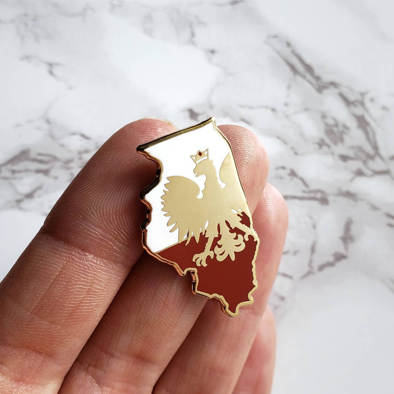 USA Poland Eagle Friendship Flag Lapel Pin - Bike, Motorcycle, Hat, Cap Badge