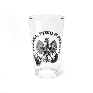 Polish Beer pint glass with Pierogi and Polska Gift Bar Dyngus Day 16oz