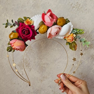 Pierogi & Potato Halo Double Crown with Flowers Dyngus Day Floral Headband Polska Gift Princess
