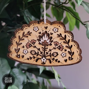 Pierogi Ornament, Laser Engraved Ornament, Wood Burned Polish Folk Art Christmas Poland Gift Lover