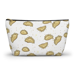 Pierogi and Retro Stars Accessory Pouch w T-bottom Polish Gift Dumplings