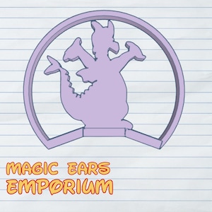 Figment purple dragon silhouette ear 3D print file (ear and bracket)