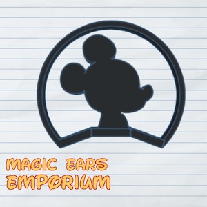 Mickey Mouse silhouette solid ear 3D print file (ear and bracket)