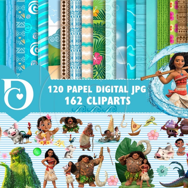 Papeles digitales e imágenes prediseñadas clip art MOANA