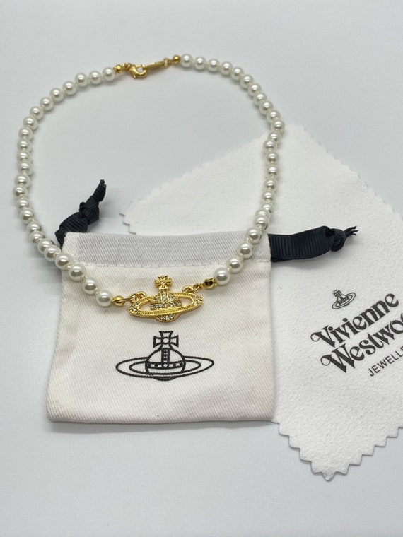 Vivienne Westwood Pearl GOLD Orb Choker Necklace - image 3