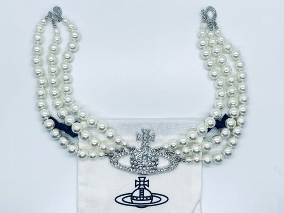 Vivienne Westwood 3 String Triple Pearl Orb Choke… - image 2