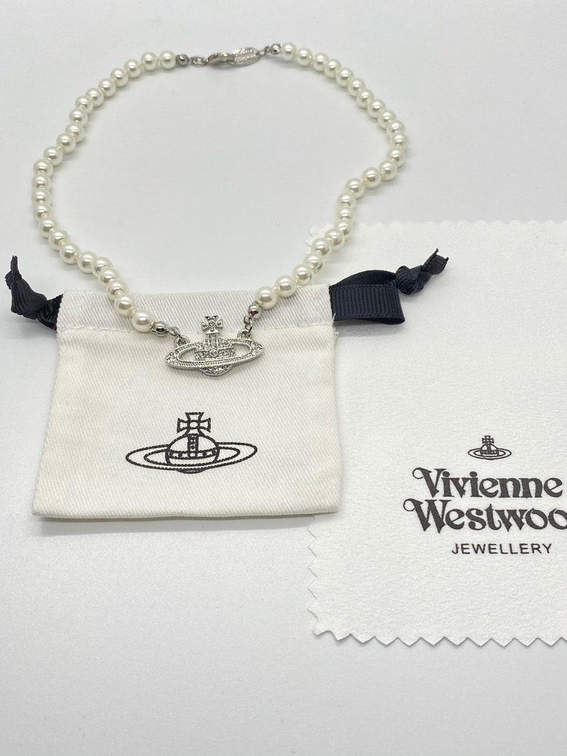 Vivienne Westwood Pearl SILVER Orb Choker Necklace 