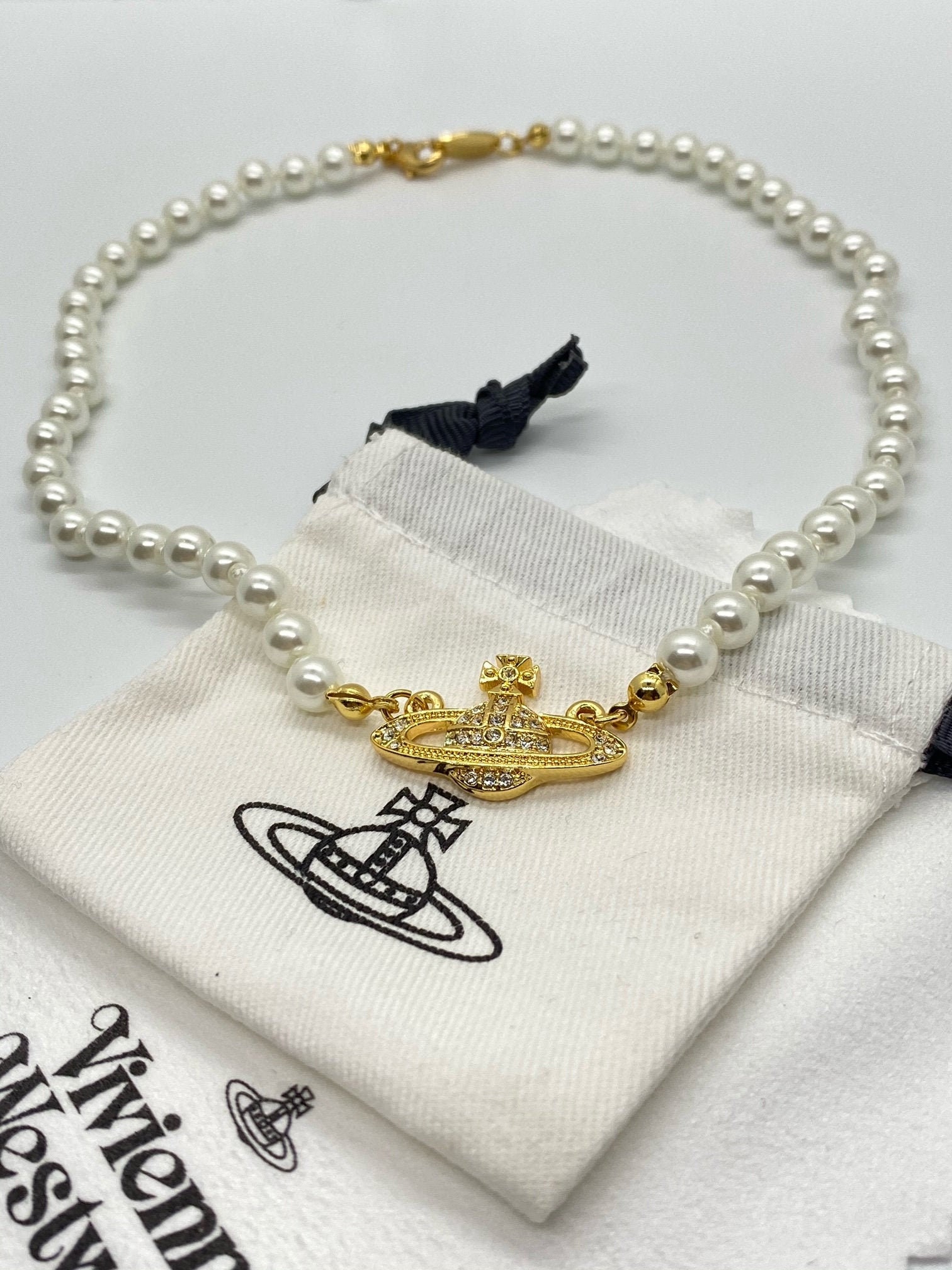 Vivienne Westwood Pearl GOLD Orb Choker Necklace Etsy Sweden