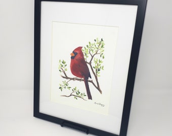 Red Cardinal Watercolor Print