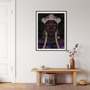 Galaxy Girl Power Premium Matte Poster Print | 12x18, 16x20, 18x24, 20x30, 24x36 | Digital Illustration | African American Art | Black Owned
