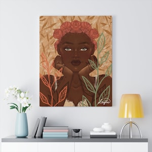 Bantu Blooming Canvas Print | 8x10, 11x14, 12x16, 18x24, 24x30 | Digital Illustration | African American Art | Black Owned