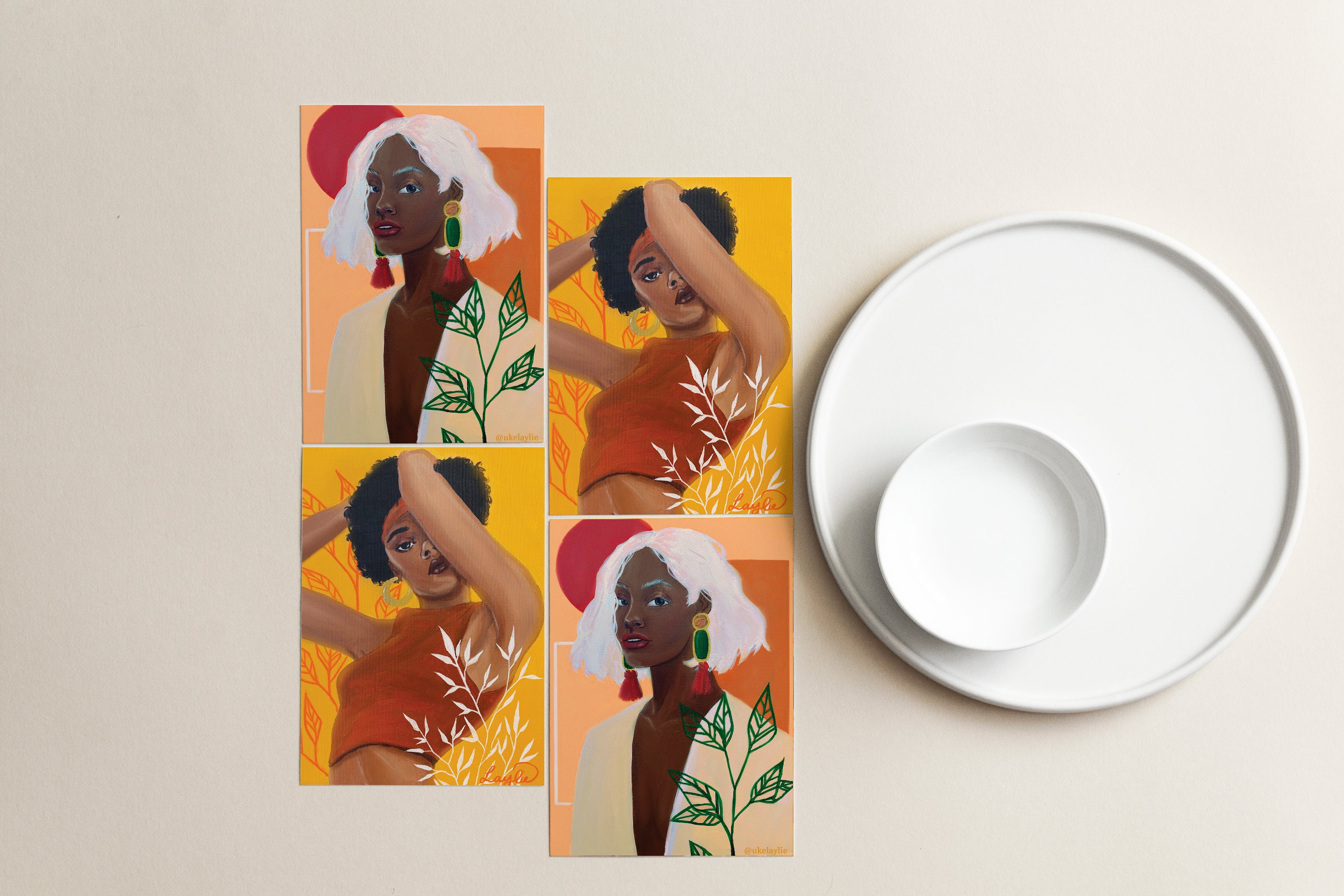 4x6 Impressions Mini Lin | Impression d'art Peinture Acrylique Art Afro-Américain Black Girl Magic P