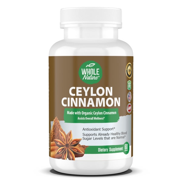 Organic Ceylon Cinnamon Capsules 1200mg, Vegan, Herbal, Antioxidant and Anti-inflammatory for Heart, Brain, Bone and Joint Support.