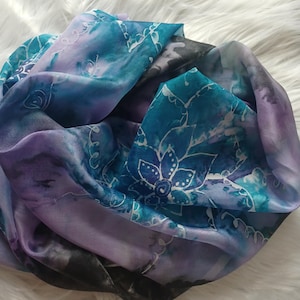 Hand painted silk scarf-Unique Fashion Statement-hand painted,hand-rolled scarf-ideal for birthday