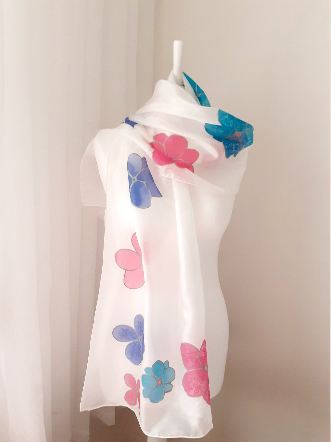 Floral Prism Hand Stitched Silk Scarfette