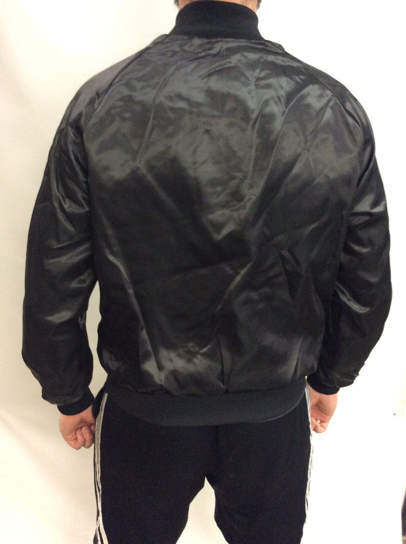 Made in USA Vintage 80/'s-90/'s Trump Plaza Atlantic City Centerpiece Classic Black Nylon Bomber Jacket Size M