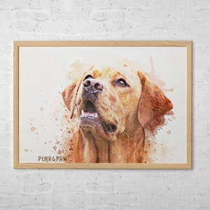 Aquarell-Effekt Hundeportraits Hundeportraits Hundegeschenke Tierkunst Hundeportrait Jahrestagsgeschenke Haustiergeschenke Bild 3