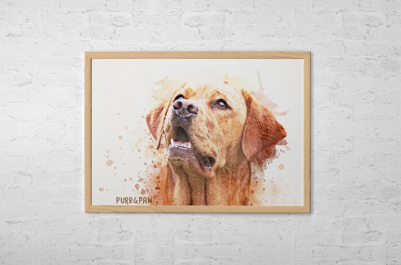 Aquarell-Effekt Hundeportraits Hundeportraits Hundegeschenke Tierkunst Hundeportrait Jahrestagsgeschenke Haustiergeschenke Bild 3