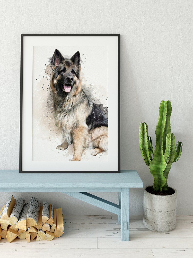 Aquarell-Effekt Hundeportraits Hundeportraits Hundegeschenke Tierkunst Hundeportrait Jahrestagsgeschenke Haustiergeschenke Bild 1