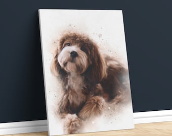 Custom Dog Portrait – Digital Painting on Canvas