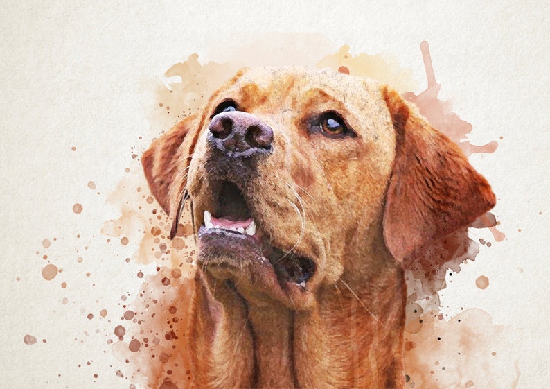 Aquarell-Effekt Hundeportraits Hundeportraits Hundegeschenke Tierkunst Hundeportrait Jahrestagsgeschenke Haustiergeschenke Bild 4
