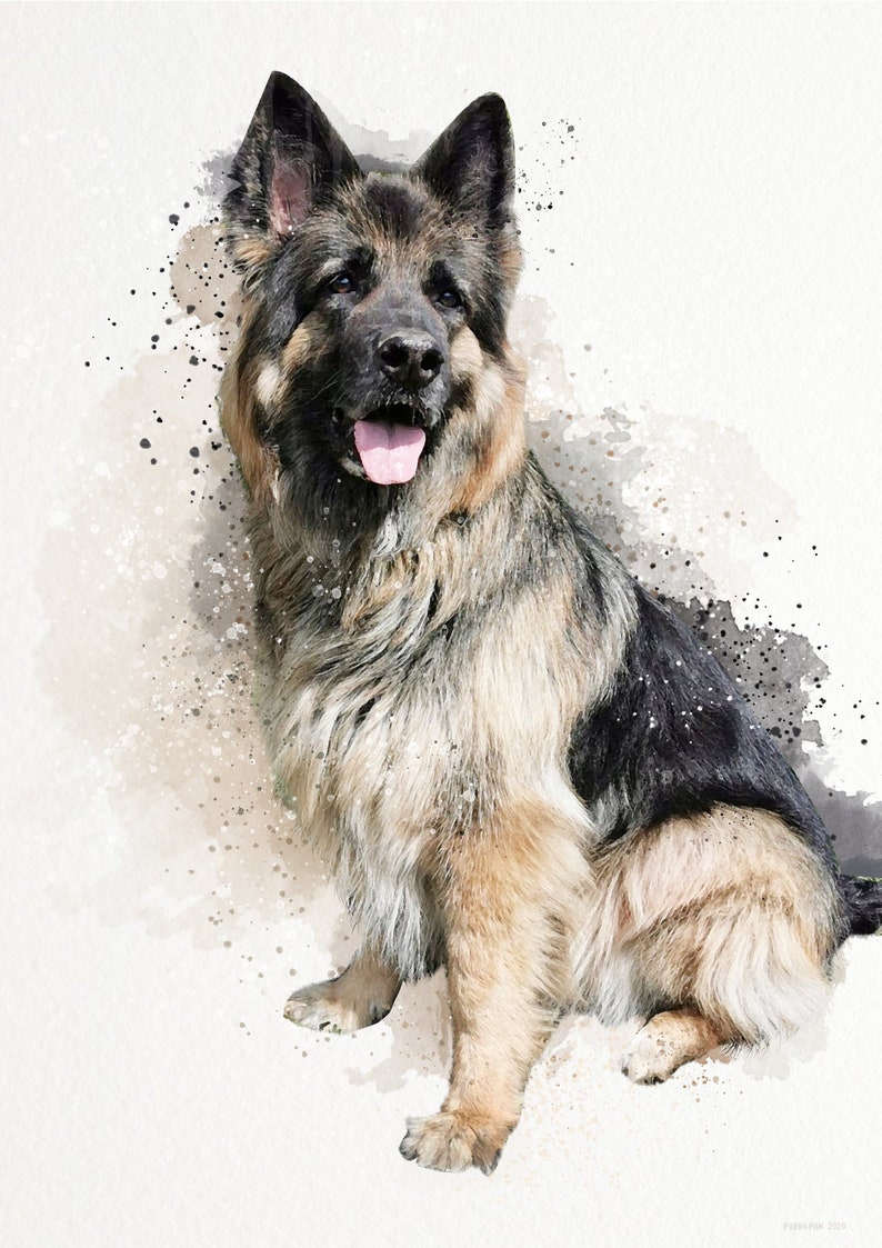 Aquarell-Effekt Hundeportraits Hundeportraits Hundegeschenke Tierkunst Hundeportrait Jahrestagsgeschenke Haustiergeschenke Bild 2