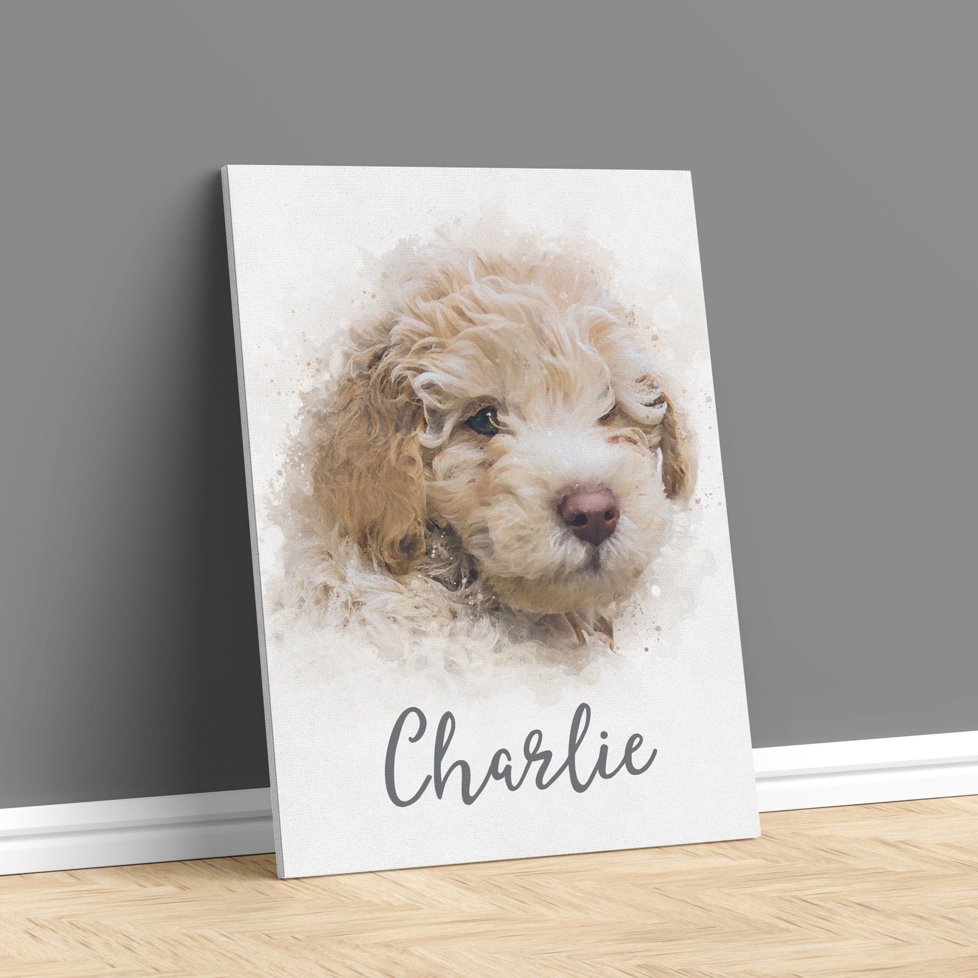 Pet Canvas Portrait Personalised Dog Canvas Pet Portrait on Canvas