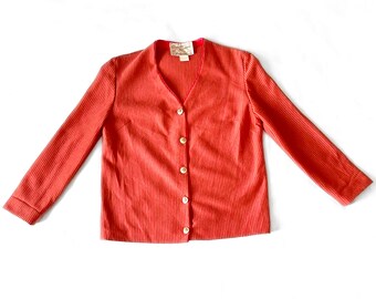 Vintage Cannady Creations Hollywood Striped Red/Gold No Collar Jacket-Size 8