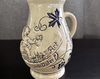 Vintage German Salt Glazed Stoneware German Wine Beer Stein 5"