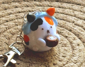 Coffee Calico Cat | Handmade polymer clay keychain| Bag Charm