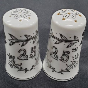 Vintage Handpainted Silver Scroll Design 25th Anniversary