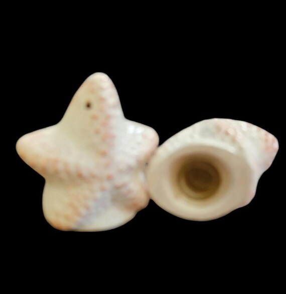 Salière Et Poivrière En Céramique Theme Marin - Forme Coquillage Et Étoile De Mer, 12.5x8x4cm