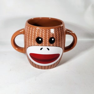 Sock Monkey Double Handled Hot Chocolate Mug