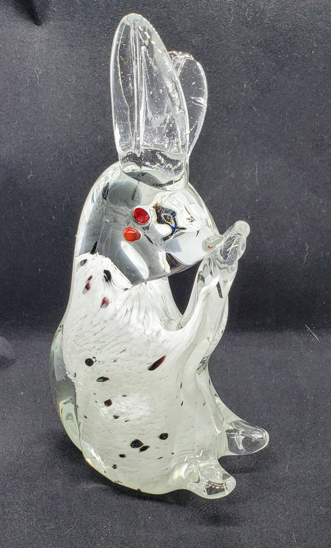 Blown Art Glass Rabbit Red Eyes Easter - Etsy