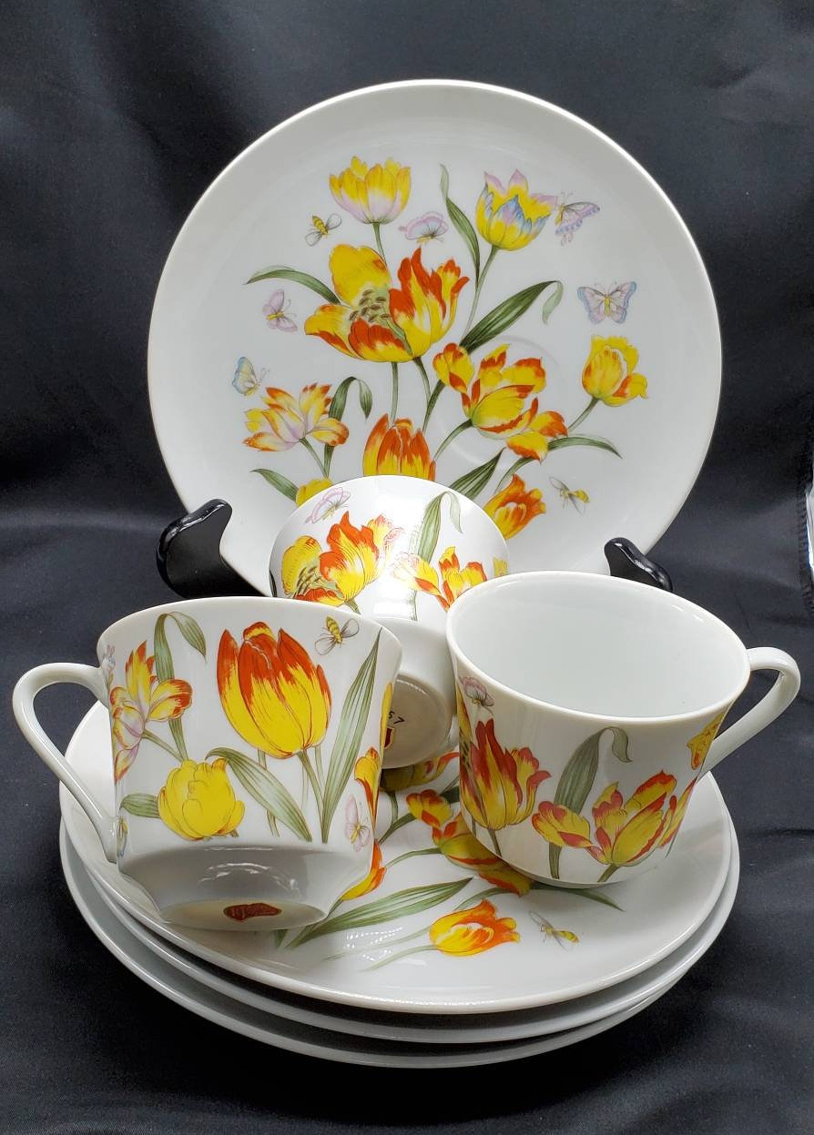 Vintage Lefton Luncheon Snack Plates and Cup Sets Etsy