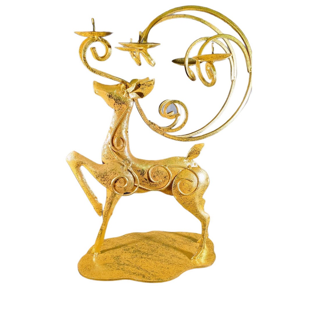 Golden Deer Votive Candle Holder Holiday Decor Etsy