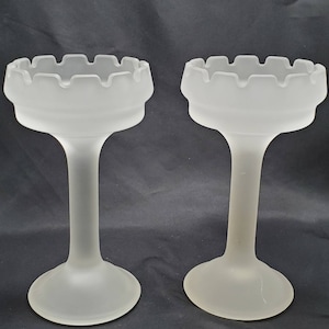 Vintage Partylight Castle Turret Style Frosted Glass Candlestick Holders