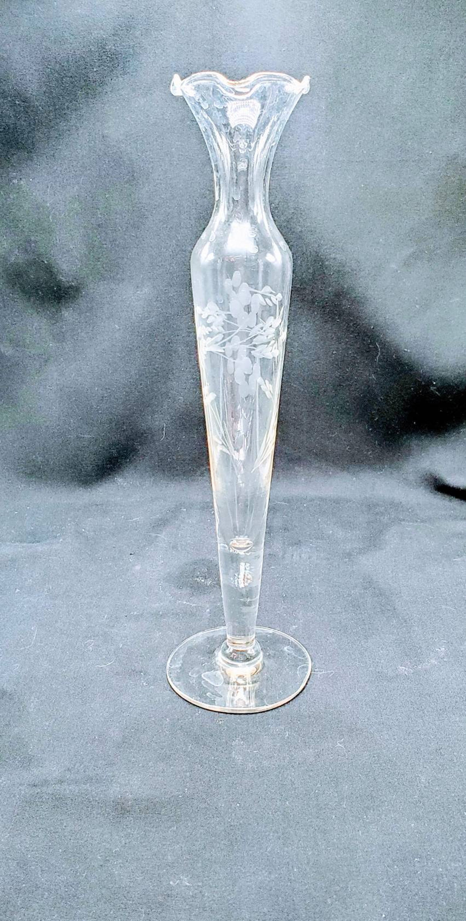 Vintage Princess House Etched Glass Bud Vase Etsy